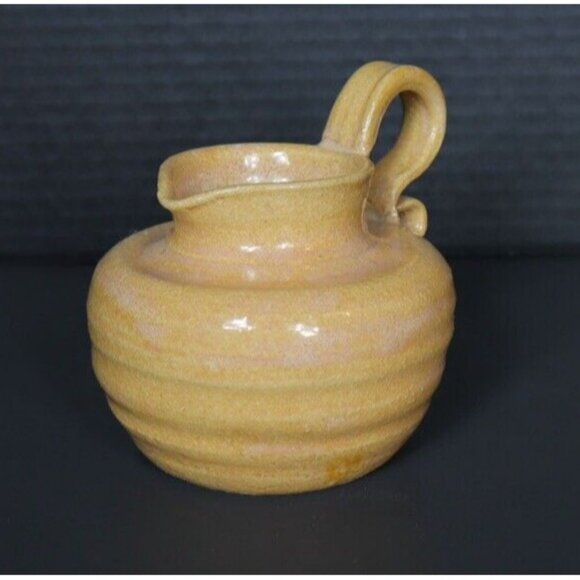 Rustic Yellow Organic Hand Thrown Art Pottery Pitcher signed Leni 3 - Picture 7 of 15